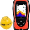 LUCKY Portable Fish Finder Transducer Sonar Sensor 147 Feet Water Depth Finder LCD Screen Echo Sounder Fishfinder with Fish Attractive Lamp for Ice Fishing Sea Fishing
