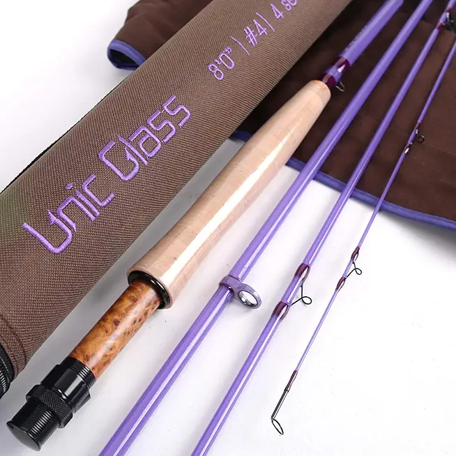 M MAXIMUMCATCH Maxcatch Fiberglass Fly Fishing Rod: 3wt/ 5wt/ 6wt/8wt in Blue,Orange, Purple or Transparent