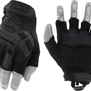 M-Pact Fingerless Tactical Work Gloves, Impact Protection and Vibration Absorption, Tactical Gloves for Airsoft, Paintball, and Utility Use, Gloves for Men (Brown, Large)