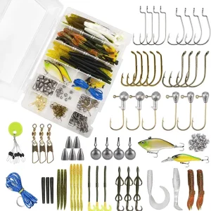 MadBite 181/196/214pcs Terminal Tackle Kits, Fresh and Saltwater, Bass/Panfish/Trout Fishing Tackle Kits, Fishing Gear, Fishing Lures, Fishing Accessory Kit w/Tackle Box, Hooks/Weights/Sinkers & Rigs