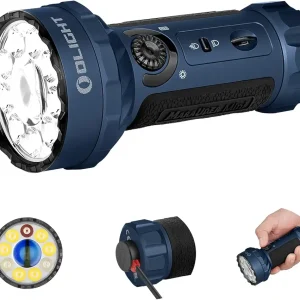 Marauder Mini 7,000 Lumens Bright Flashlight with 600 Meters Beam Distance, Powerful RGB Lights, Magnetic Rechargeable for Outdoors Work, Hunting, and Searching(Midnight Blue)