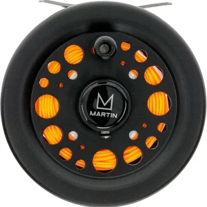 Martin Classic Rim Control Fly Fishing Reel, Metal Click Drag, Single Action, Aluminum Spool, Aluminum Frame, 5/6 Weight Line, Interchangeable Retrieve, Push-Button Release, Brown