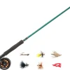 Martin Complete Fly Fishing Rod and Reel Combo Kit, 5/6-Weight 8-Foot 3-Piece Moderate Action Fiberglass Rod, Single Action Rim Control Reel, 6-Weight Line, 6-Piece Fly Assortment, Brown/Green