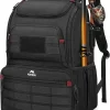 MATEIN Fishing Backpack Tackle Box, Water Resistant Tackle Backpack Fishing Bags with Cooler & Rod Holders, Large Fish Organizer Box Storage Gear Accessories, Fish Gifts for Men, Black