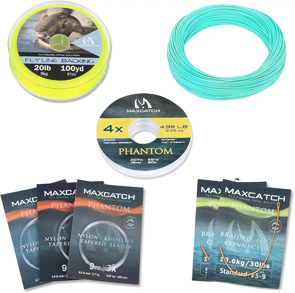 Maxcatch Fly Fishing Line (Weight Forward, Floating) and Fly Line Combo with Backing Leader and Tippet (1F/2F/3F/4F/5F/6F/7F/8F/9F/10F)