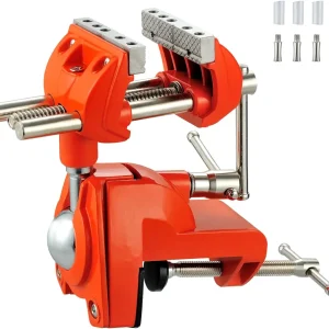 MAXMAN Clamp Bench Vise with Post Universal, Woodworking Vise, 360� Heavy Duty Cast Steel, Table Clamp Vise with Swivel Base for Workbench DIY Projects, Handcraft Creations