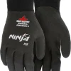 MCR Safety Gloves N9690FCM Ninja ICE Insulated Work Gloves 15 Gauge Black Nylon with Acrylic Terry Interior, HPT Coated, Medium, 1 Pair