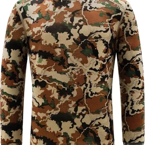 Men's 100% Merino Wool Hunting Base Layer Tops Camo Shirts