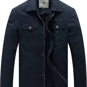 Men's Casual Canvas Cotton Military Lapel Jacket