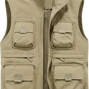Men's Casual Sleeveless Multi-Pocket Outdoor Utility Fishing Photo Hiking Camping Hunting Work Travel Vest Jaclet