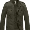 Men's Casual Washed Cotton Military Jacket