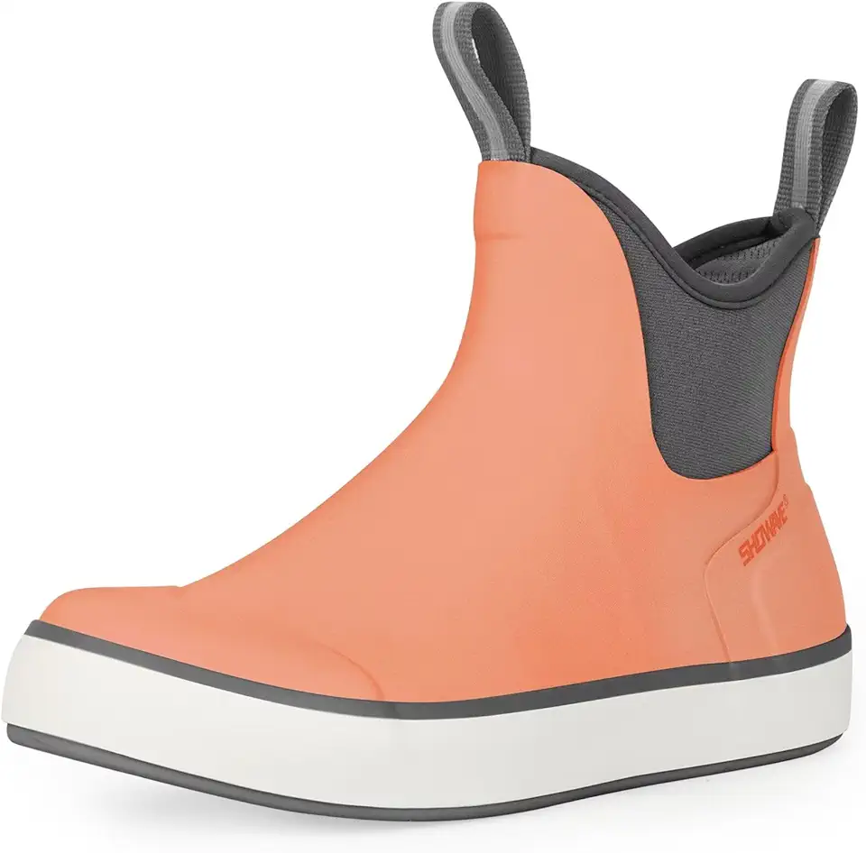 Men�s Deck Boots Waterproof Ankle Saltwater Rain Boot Fishing Rubber Boots Slip On Neoprene Boat Booties Work Sailing Boot For Men