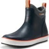 Men's Deck Boots Waterproof Fishing Rain Boots, Anti-Slip Neoprene Rubber Boots Saltwater Ankle Booties With High Traction for Outdoor Fishing Boating Sailing