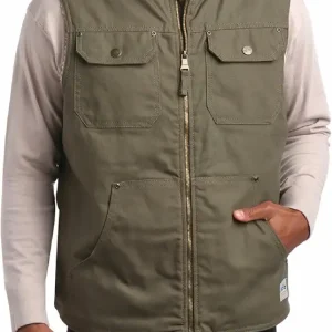 Men's Duck Canvas Vest - 100% Cotton Heavyweight Sherpa Lined Workwear Vest for Men (Sizes: M-XXL)