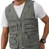 Men's Fishing Vest Casual Utility Travel Safari Cargo Outdoor Work Photo Fly Vest Jacket with Multi Pockets