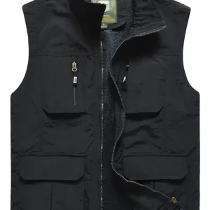 Men�s Fishing Vest Outdoor Work Quick-Dry Hunting Zip Reversible Travel Vest Jacket with Multi Pockets