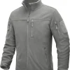 Men's Fleece Jacket Full Zip Winter Jacket Lightweight Tactical Jackets Outdoor Hiking Coats with Pockets