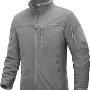 Men's Fleece Jacket Full Zip Winter Jacket Lightweight Tactical Jackets Outdoor Hiking Coats with Pockets