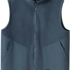 Mens Fleece Vests with Full Zipper Lightweight Warm Polar Outwear Sleeveless Jacket for Winter Pockets M-5XL