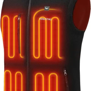 Men's Heated Fleece Vest with 6 Heating Zones, Lightweight Recycled Electric Fleece Vest