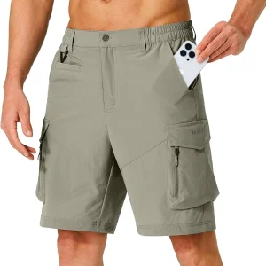 Men's Hiking Cargo Shorts Quick Dry Lightweight Travel Shorts with Multi Pockets for Fishing Camping Golf