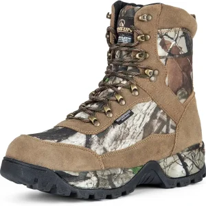 Men's Hunting Boots 8" Waterproof Lightweight Camo Work Boots, 400g Thinsulate