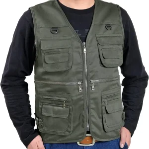 Mens Lightweight Breathable Outdoor Photo Vest Safari Travel Cargo Waistcoat with Multi-Pockets for Fishing
