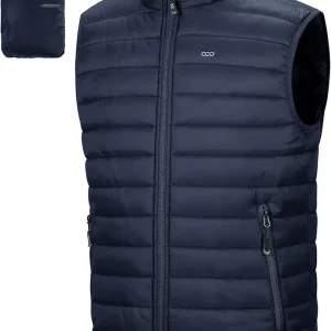 Men's Lightweight Packable Insulated Puffer Vest Outerwear, Warm Winter Sleeveless Jacket for Golf Running