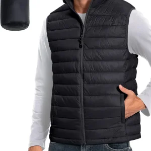 Men's Lightweight Puffer Vest Packable Water-Repellent Warm Quilted Sleeveless Outerwear for Work Casual Travel�