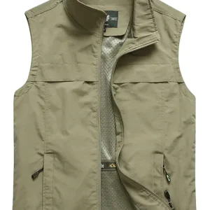Men's Lightweight Quick Dry Outdoor Multi Pockets Fishing Vest Casual Hiking Sleeveless Outerwear