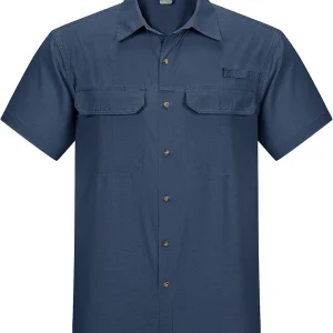 Men's Lightweight Short Sleeve Fishing Shirt UPF 50 Button Down Quick Dry Cooling Hiking Travel Safari Shirt