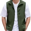 Men's Lightweight Softshell Sleeveless Golf Vest with Zipper Pockets for Travel Hiking Fishing Safari Outwear