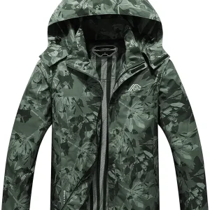 Men's Lightweight Waterproof Hooded Rain Jacket Outdoor Raincoat Shell Jacket for Hiking Travel