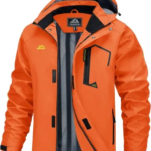 Men's Lightweight Windbreaker Rain Jacket Raincoat with Detachable Hood for Hiking Fishing Activewear