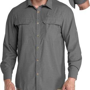 Men's Long Sleeve Sun Protection Shirt UPF 50+ UV Quick Dry Cooling Fishing Shirts for Travel Safari Camping Hiking