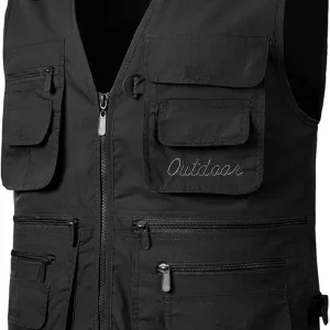 Men's Outdoor Fly Fishing Vest Multi Pockets Hunting Vest Photography Lightweight Travel Vest Jacket