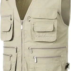 Men's Outdoor Fly Fishing Vest Multi Pockets Hunting Vest Photography Lightweight Travel Vest Jacket