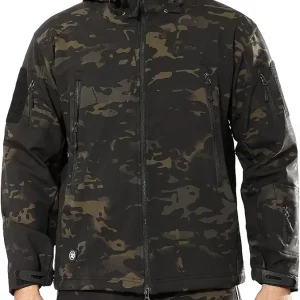 Men's Outdoor Waterproof Soft Shell Hooded Military Tactical Jacket
