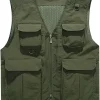 Mens Outdoor Work Safari Cargo Photo Travel Fishing Vests for Men with Multi-pockets Work Hunting Jacket Sports Vest