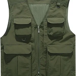 Mens Outdoor Work Safari Cargo Photo Travel Fishing Vests for Men with Multi-pockets Work Hunting Jacket Sports Vest