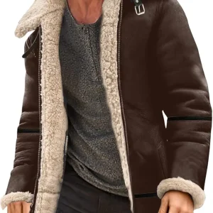 Men's Peacoat Wool Jacket Thick Hooded Leather Jacket Zipper Lapel Vintage Autobike Coat Warm Daily Top Notch Lapel