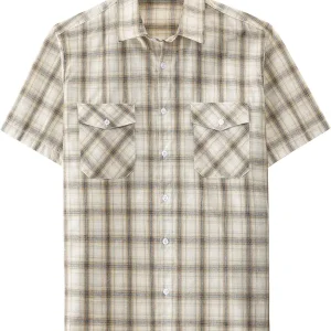 Mens Plaid Button Down Shirts Mens Short Sleeve Western Shirts Two Pocket Regular Fit Mens Button Up Casual Shirts