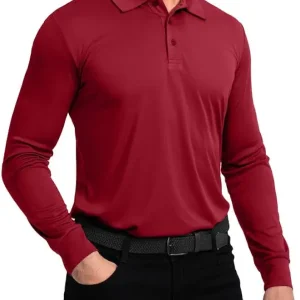 Men's Polo Shirt Long Sleeve Golf Shirts Lightweight UPF 50+ Sun Protection Cool Shirts for Men Work Fishing Outdoor