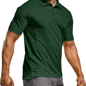 Men's Polo Shirts, Tactical Short Sleeve Golf Performance Shirts, Lightweight Dry Fit UPF 50+ Pique