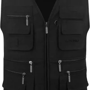 Men's Poplin Outdoors Travel Sports Multi-Pockets Work Fishing Vest