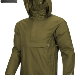 Men's Rain Jacket Waterproof Lightweight Packable Rain Pullover for Hiking Golf Running