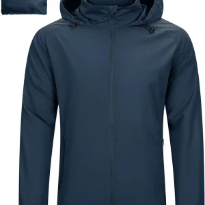 Men's Rain Jacket Waterproof Lightweight Raincoat Packable Rain Shell Windbreaker with Hood for Golf Hiking Travel