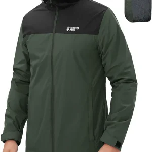 Men's Rain Jacket Waterproof with Hood Lightweight Packable Raincoat Rain Shell for Outdoor Hiking Travel