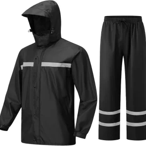 Mens Rain Suits with Air Vents Reflective Waterproof Rain Gear Breathable Jacket Pants for Work Golf Fishing Hiking