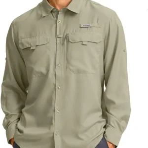 Men's Sun Protection Fishing Shirt with Zipper Pockets Long Sleeve UPF 50+ UV Cooling Shirts for Men Hiking Travel